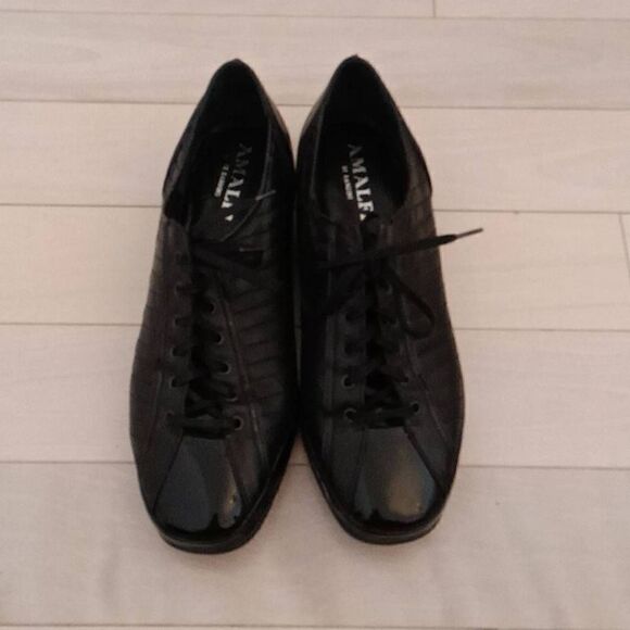 Amalfi By Rangoni Women's Black Leather Lace Up Quilted Oxford Shoes Size 9 - Picture 3 of 6